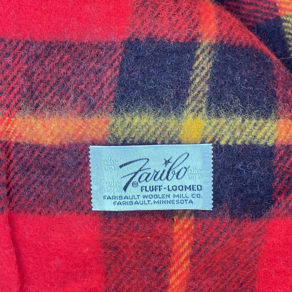 Vintage 1960s-1970s Faribo Glengary Plaid Acrylic Blanket 50x60 USA Fringe